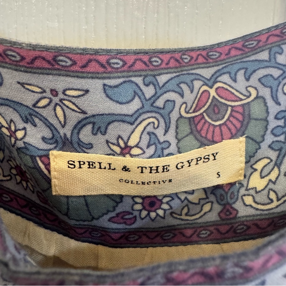 Spell And The Gypsy Collective Floral Puff  Sleeve Maxi Dress Blue Size S Boho - Picture 7 of 16